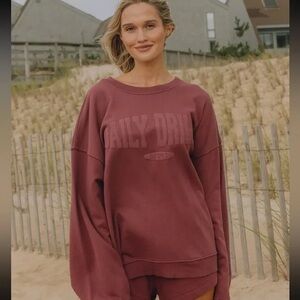 NWT Daily Drills Oversized Sport Crew - Wine with Monochrome Patch - M/L